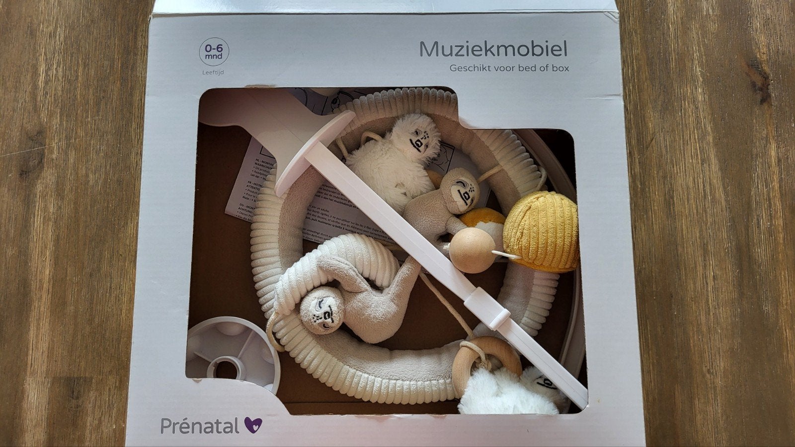 Muziek mobiel van Prénatal met dieren en spiegeltje, Ophalen, Zo goed als nieuw, Mobiel