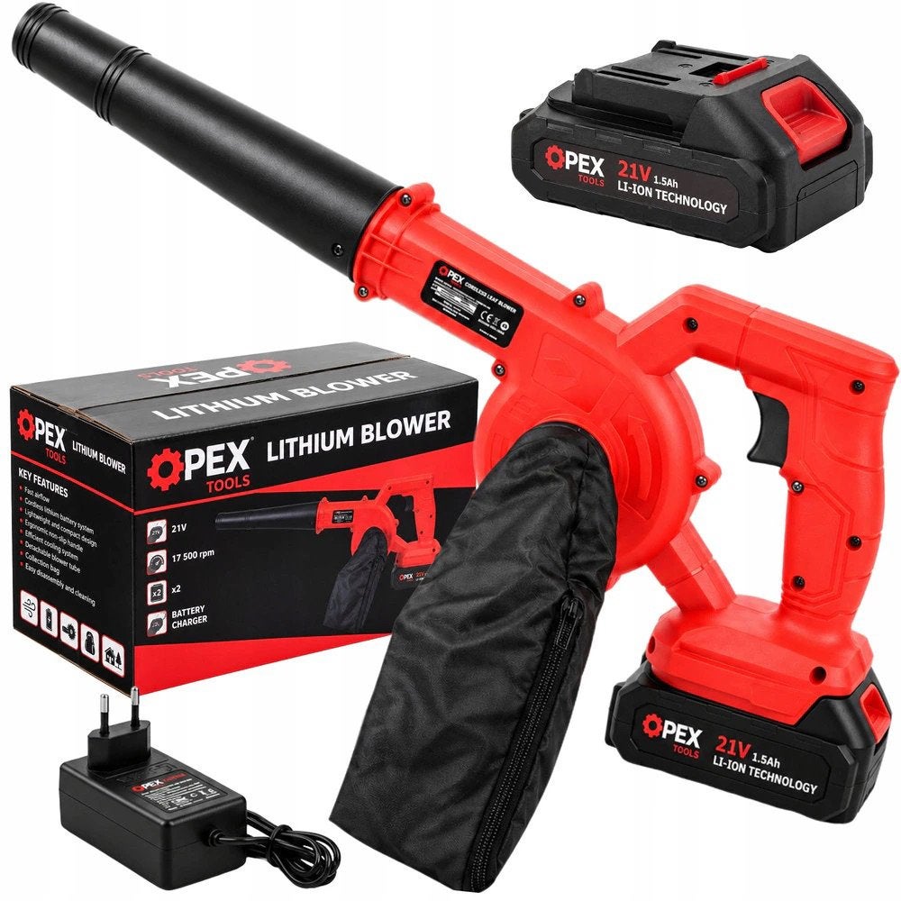 OPEX accu Bladblazer 21V – 17.500 RPM – 2 Accu’s + Opvangzak, Tuin en Terras, Met opvangzak, Nieuw, Ophalen of Verzenden, Opex