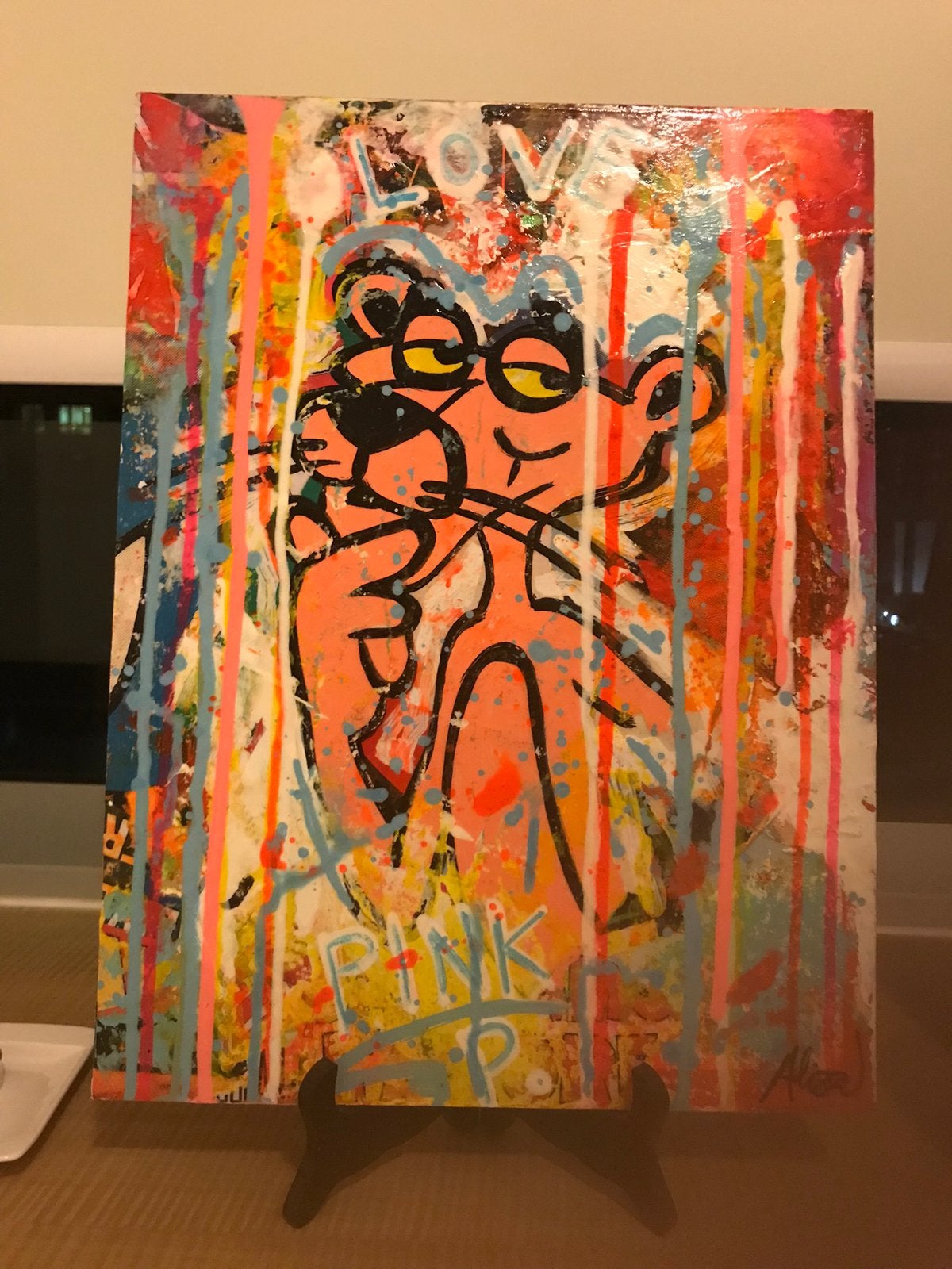 Moderne Pink Panther kunst, Antiek en Kunst, Kunst | Schilderijen | Abstract, Ophalen of Verzenden