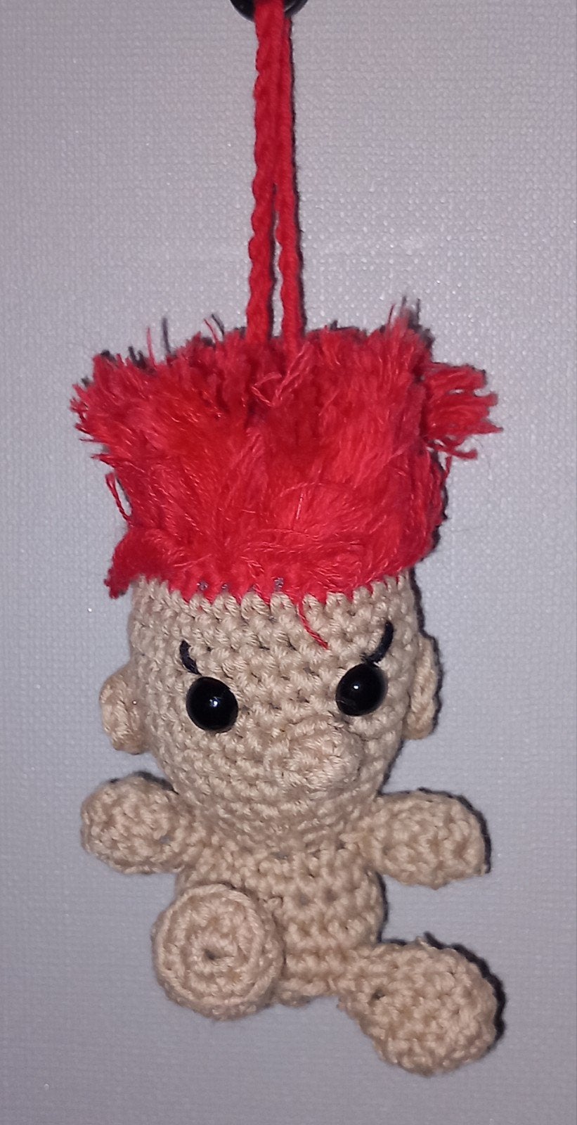 Gehaakte trol met rood haar - Sleutelhanger, Ophalen of Verzenden, Nieuw, Knuffel of Figuurtje