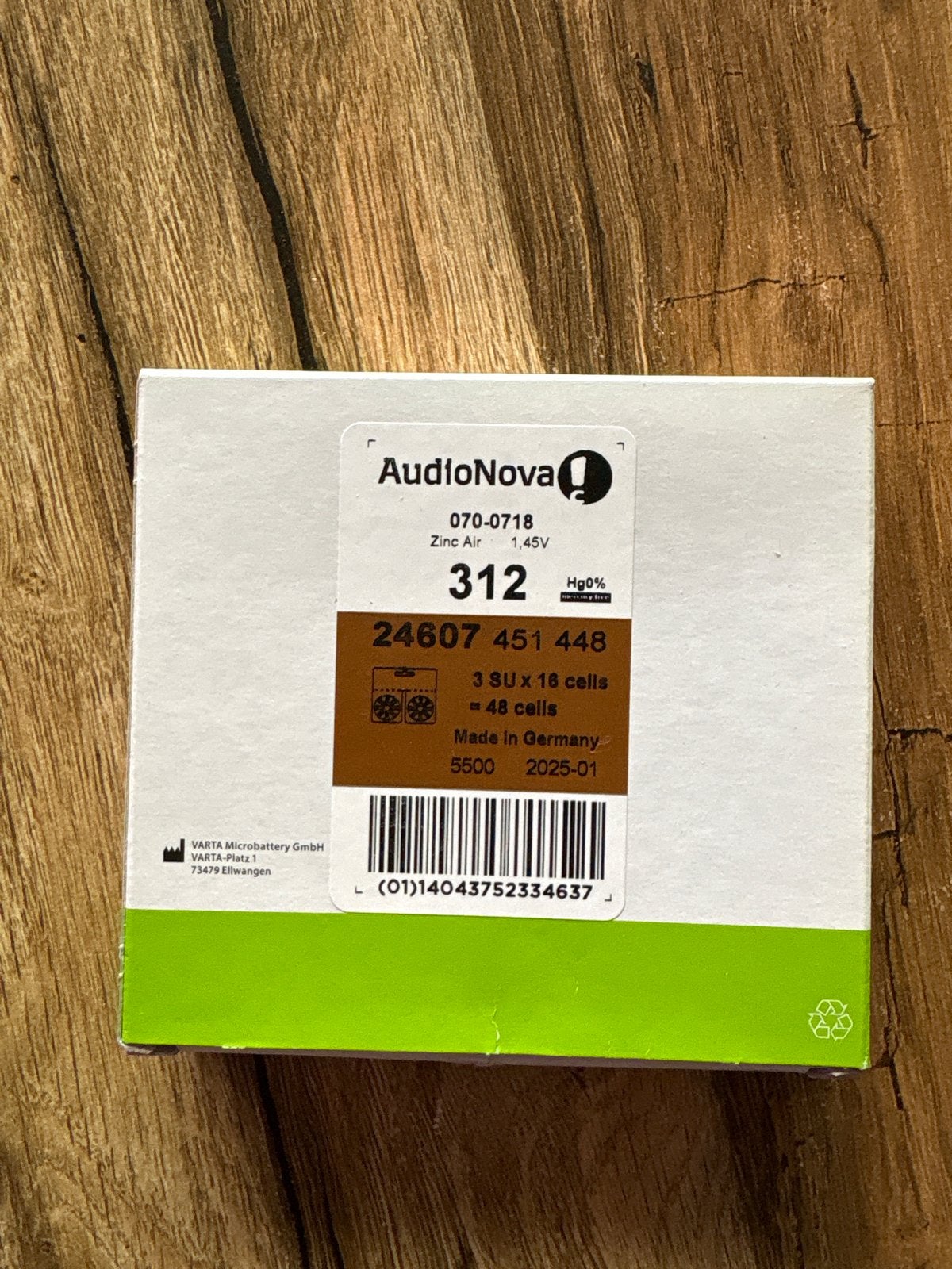 AudioNova Zinc Air 312er 4 pakjes is 192), Audio, Tv en Foto, Accu's en Batterijen, Ophalen, Nieuw