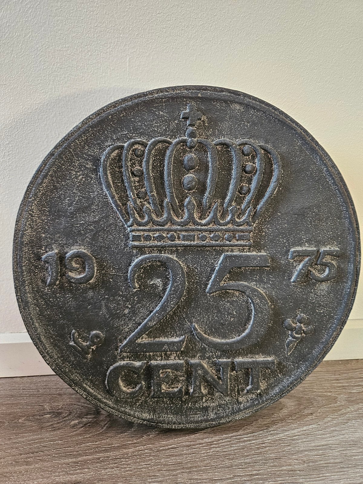 Grote decoratieve 25 cent munt Koningin Juliana 1975, Postzegels en Munten, Munten | Nederland, Ophalen of Verzenden, Koningin Juliana