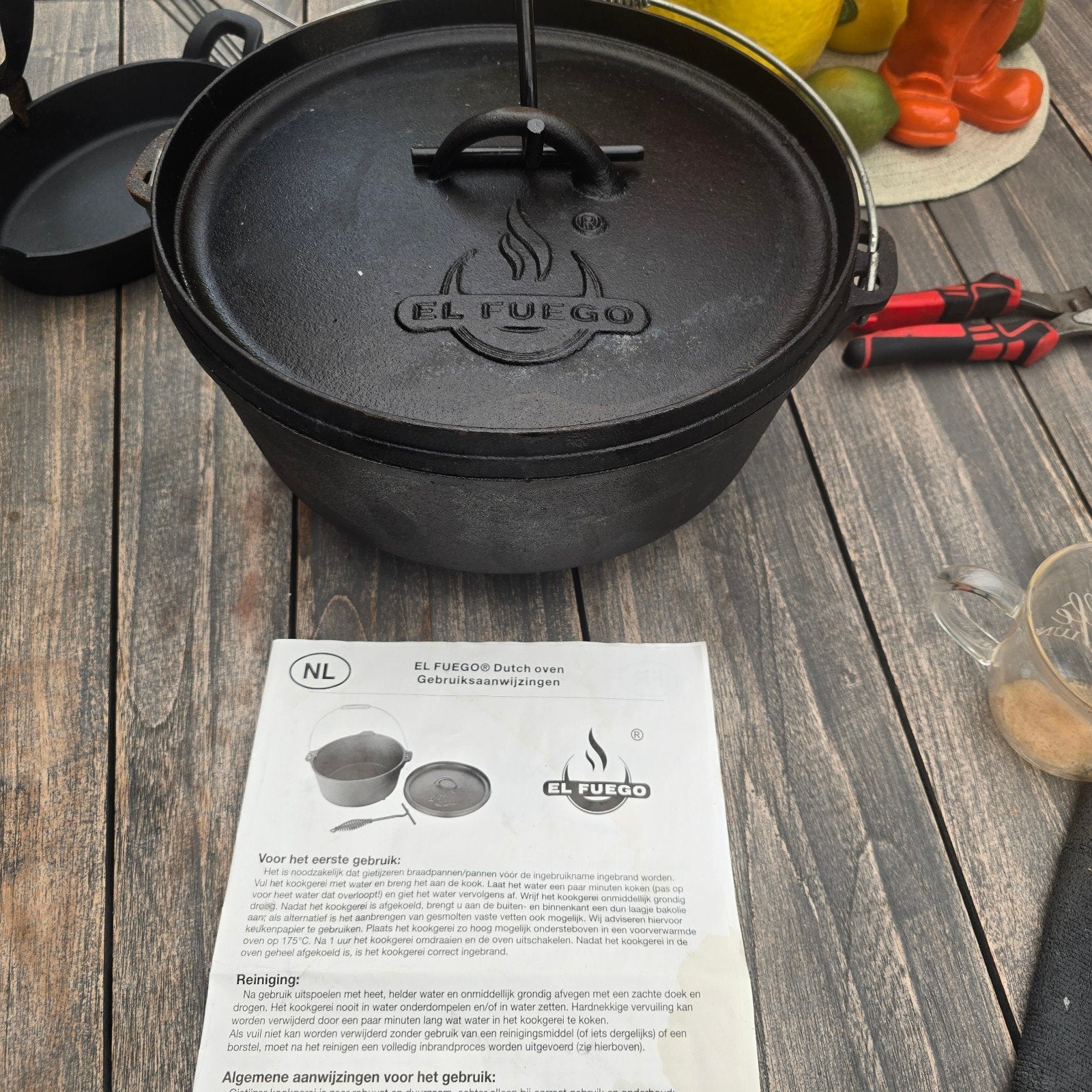 El Fuego Dutch Oven AY0464 - Gietijzeren Buitenpan 11,28L, Huis en Inrichting, Keuken | Potten en Pannen, Ophalen