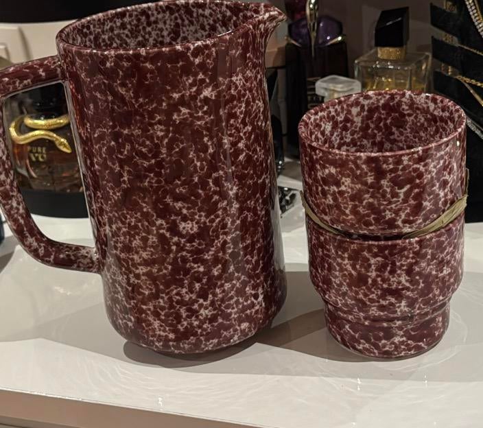 Hema servies karaaf en mok rood spikkel, Ophalen of Verzenden, Nieuw