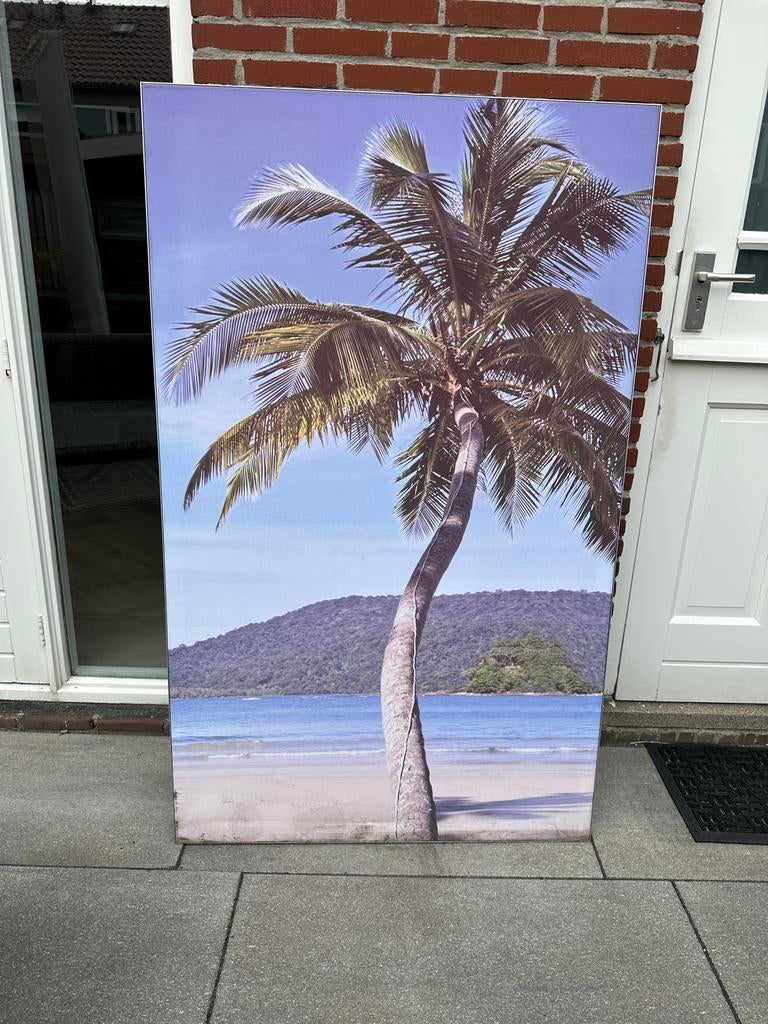 Doek met palmboom en strand, Ophalen, Gebruikt, Print, 75 cm of meer