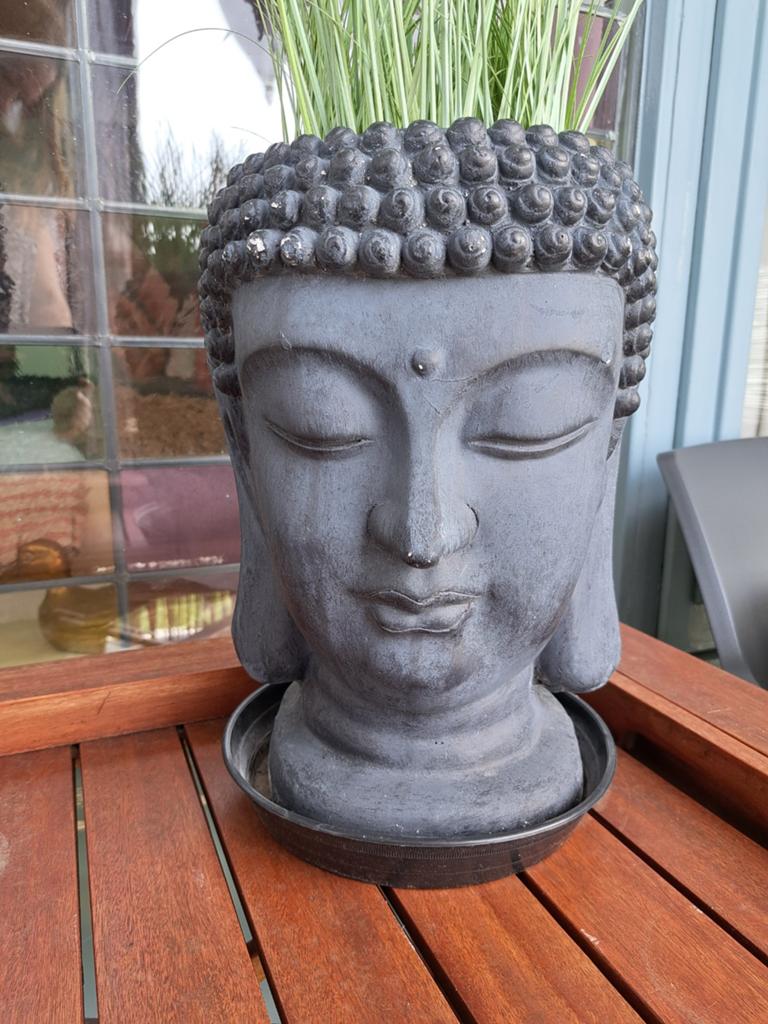 Bloempot boeddha, Tuin en Terras, Rond, Ophalen of Verzenden, Aardewerk, Minder dan 40 cm