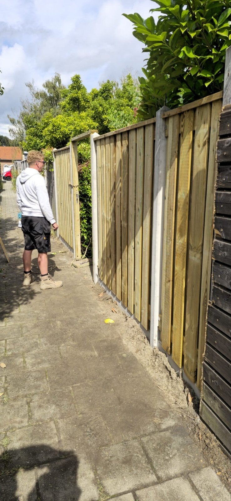 Schutting Hout Betonsysteem. p.m, Tuin en Terras, 1 tot 2 meter, 6 meter of meer, Nieuw, Ophalen of Verzenden