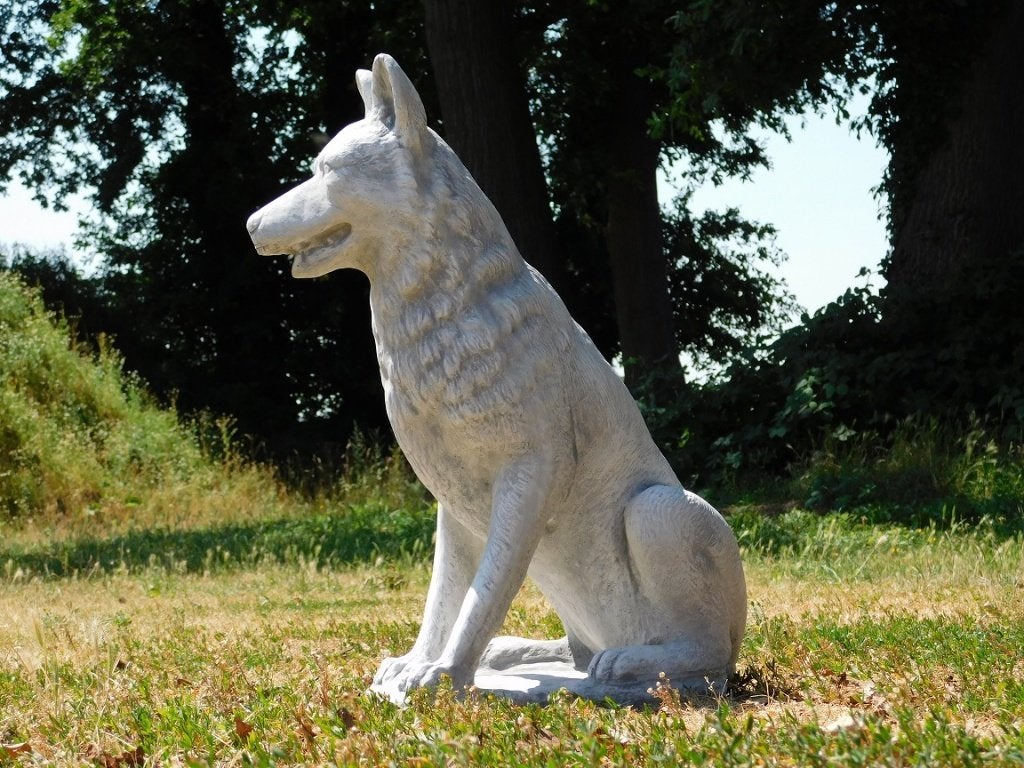 Beeld Wolf XL - 70 x 60 cm - Steen, Tuin en Terras, Dierenbeeld, Steen, ., Nieuw