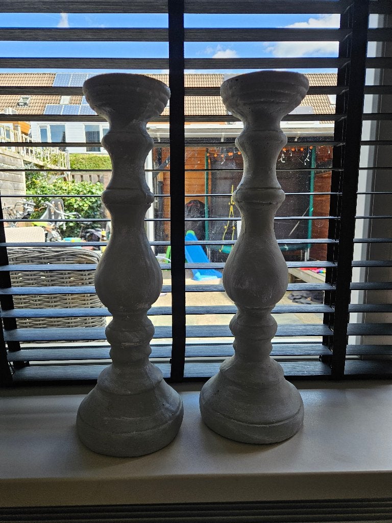 Stenen Kandelaars, Ophalen, Zo goed als nieuw, 52 cm, Grijs