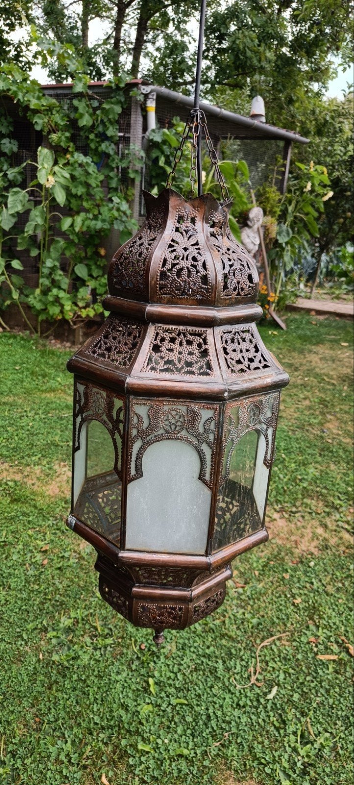 Oosterse/Marokkaanse lantaarnlamp met snoer - 80cm, Oosters, Marokkaans, Gebruikt, Glas, E27 (groot)