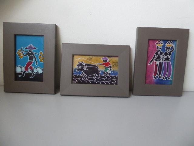 3 “schilderijtjes” van Zuid-Afrikaanse afbeeldingen, Minder dan 50 cm, Ophalen of Verzenden, Zo goed als nieuw, Schilderij