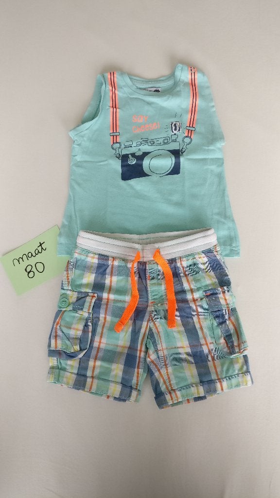 Korte broek en singlet Hema maat 80, Gebruikt, C&A, Ophalen of Verzenden, Setje