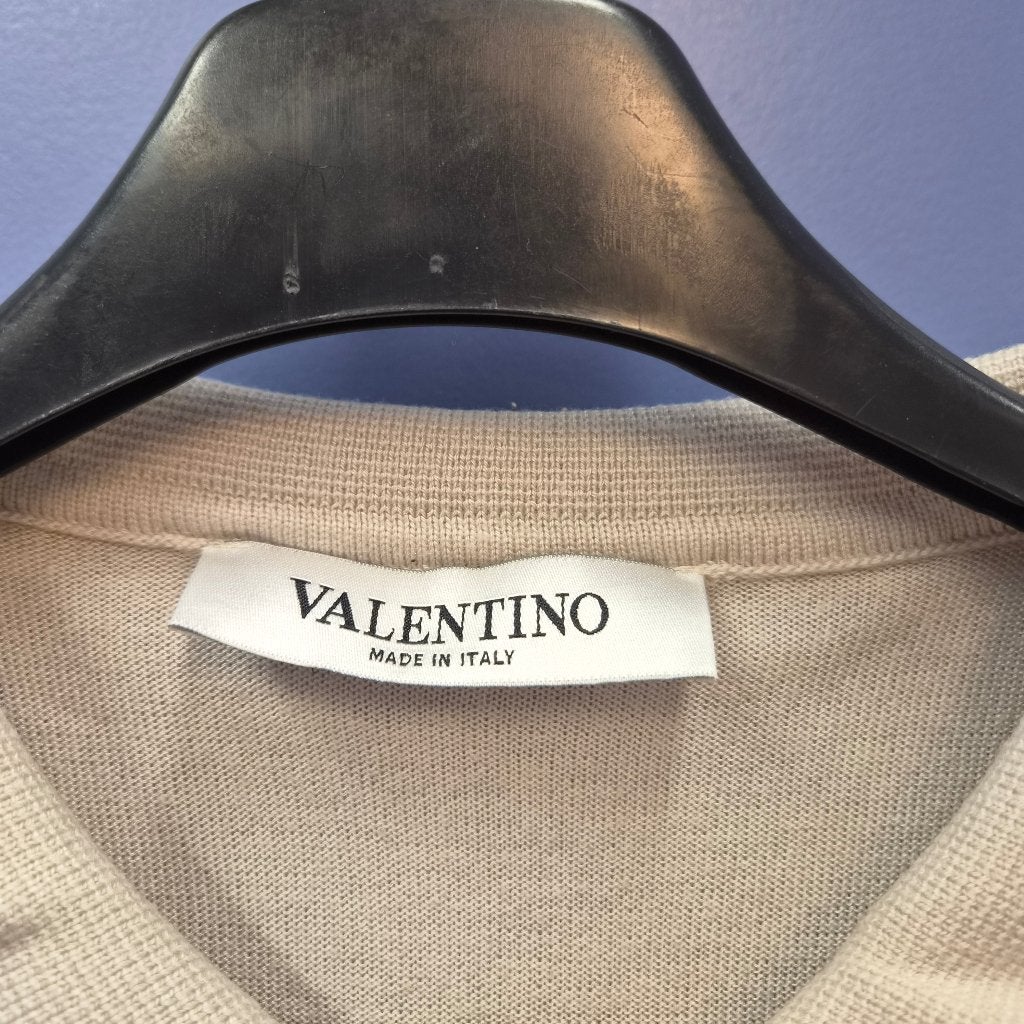 Valentino Made in Italy luxe knit polo beige top mt 40 51296, Maat 38/40 (M), Valentino, ., Beige