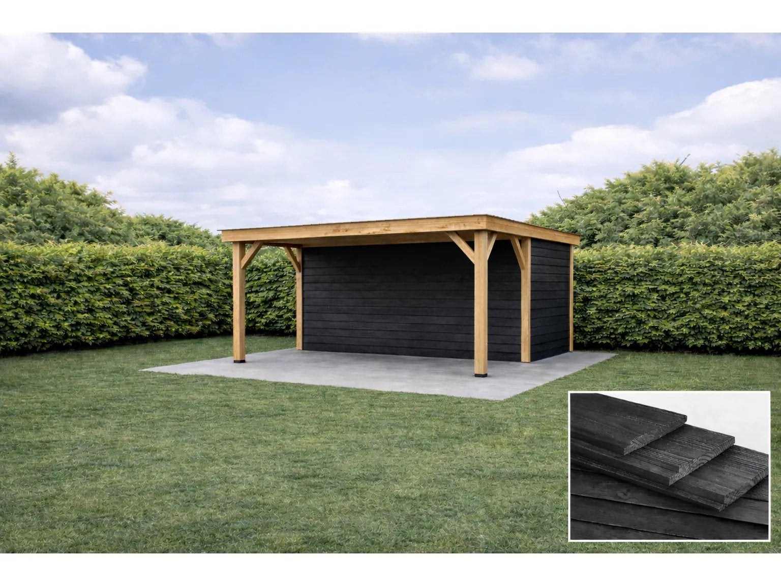 Douglas terras overkapping incl. berging. 542x400x257, Ophalen, 200 tot 400 cm, Tuinhuis, 250 tot 500 cm