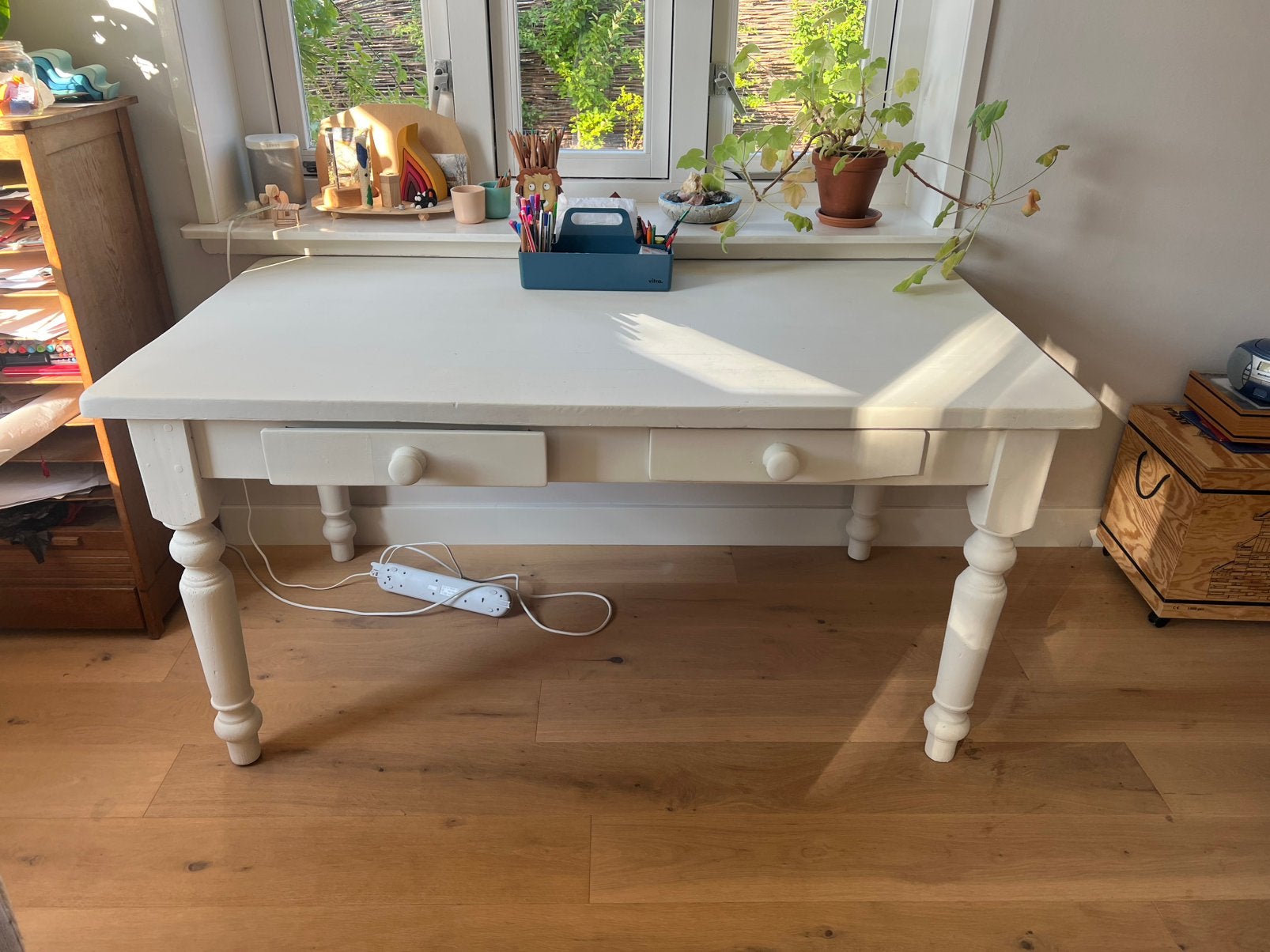 Franse grenen antieke tafel 150 x 85 cm, Ophalen, Gebruikt, 100 tot 150 cm, 50 tot 100 cm