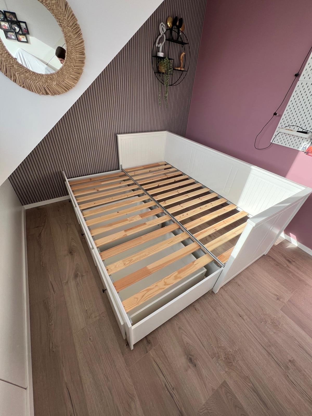 IKEA Hemnes bedbank met 3 lades - Wit, Ophalen, Wit, Tweepersoons, Zo goed als nieuw