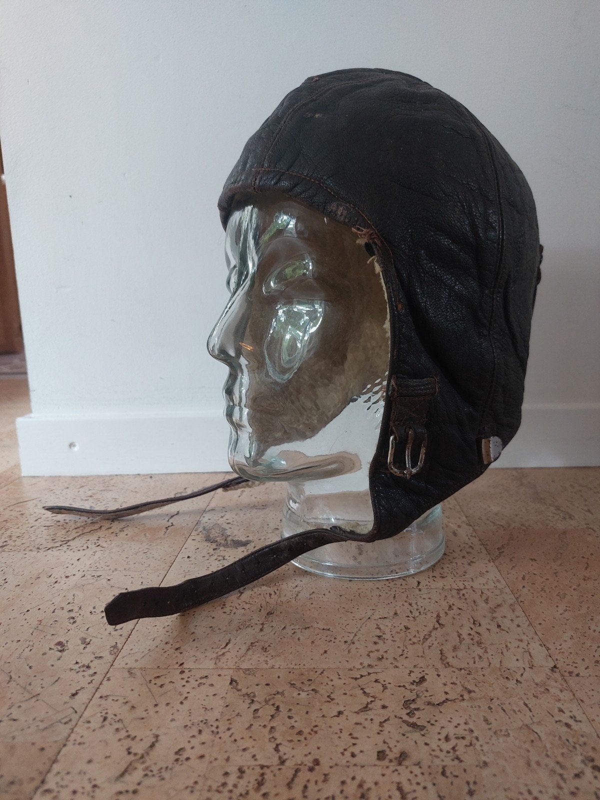 Duitse luftwaffe leren muts ww2 wo2 vliegenierskap, Ophalen of Verzenden, Luchtmacht, Duitsland, Kleding of Schoenen