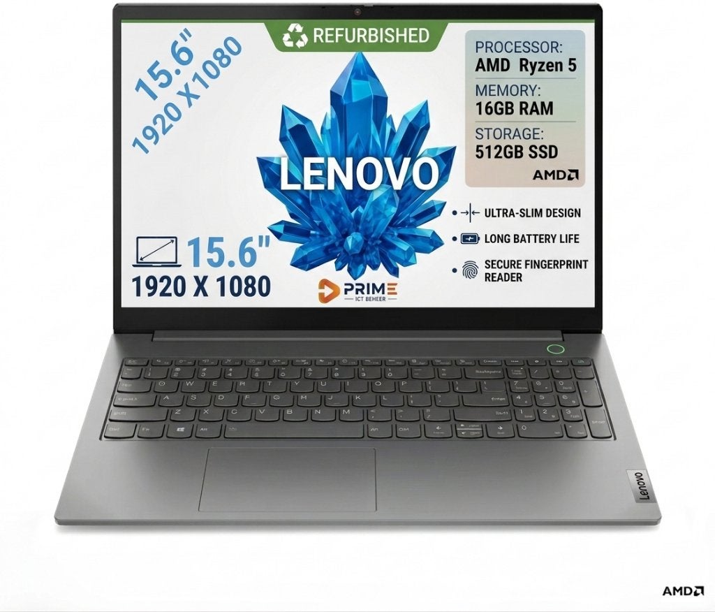 Lenovo ThinkBook 15 G3 ACL - Win11, AMD, 16GB, 256GB Vid., 256 GB, Met videokaart, 2 tot 3 Ghz, Refurbished