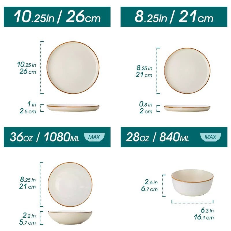Reno 16-Delige Serviesset - Beige, Mailto:support@vancassotableware.com, Overige typen, Nieuw, Ophalen of Verzenden