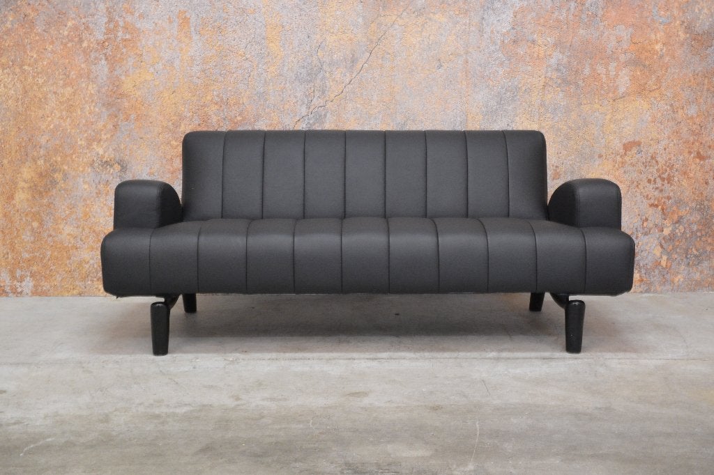 Unieke NIEUW beklede zwarte leren Leolux Wizard design bank, Leolux, Leolux, 150 tot 200 cm, Tweepersoons