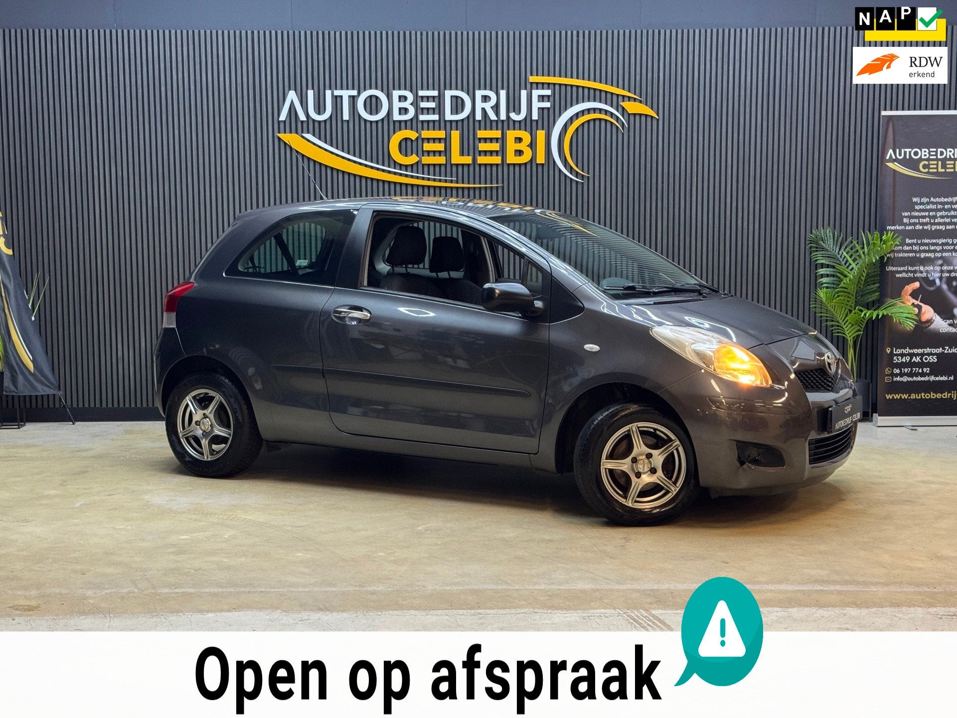 Toyota Yaris 1.0 VVTi 2009 GRIJS APK|NAP|LM14|ELEKTRRAMEN, Dealer onderhouden, Stof, Zwart, Origineel Nederlands