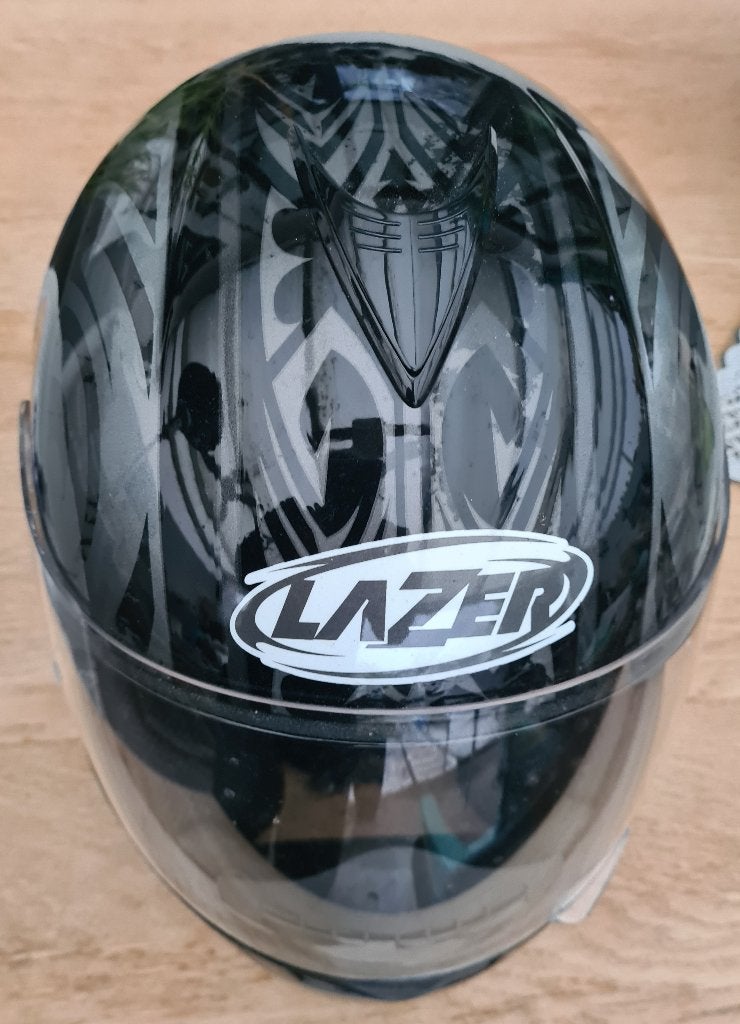 Lazer integraalhelm in zwart/grijs met opvallend patroon, Heren, Integraalhelm, Tweedehands, Ophalen