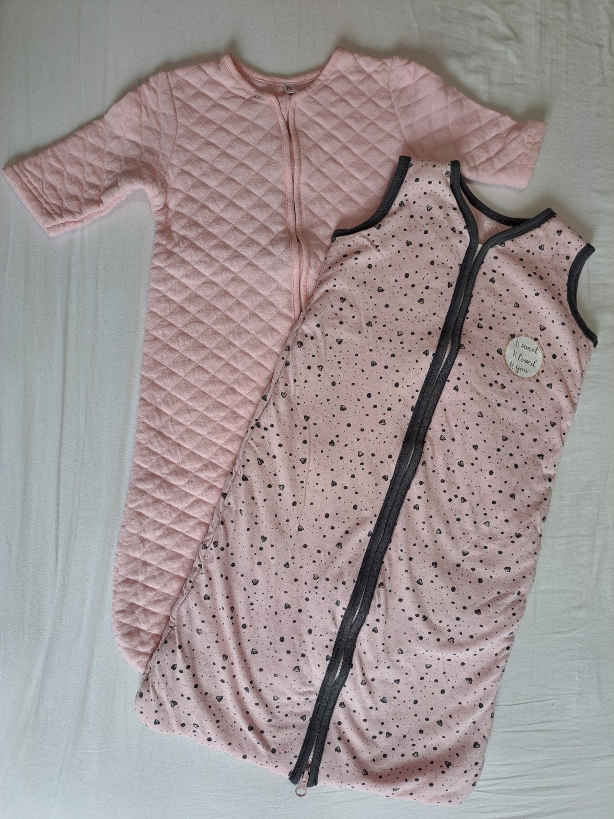 2 roze slaapzakken 70 cm BD Collection en Zeeman, Ophalen of Verzenden, Gebruikt, 70 tot 85 cm, Slaapzak