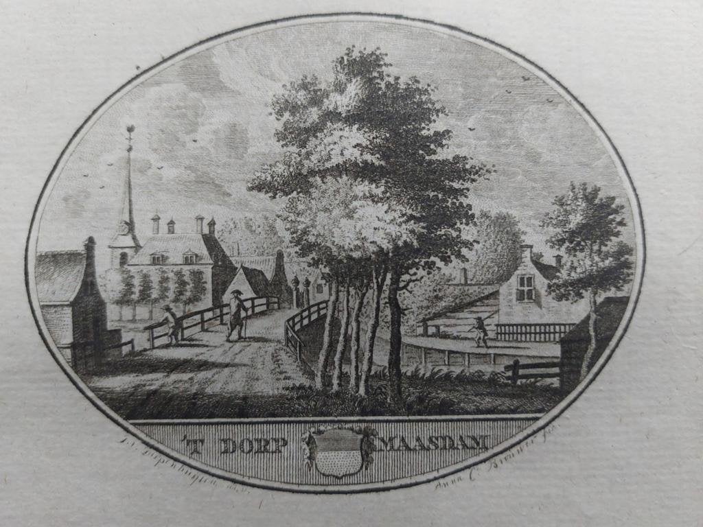 61 / Maasdam - Gravure uit 1793 door Oleffen & Bakker, Ophalen of Verzenden