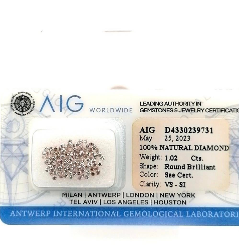 Briljant geslepen diamanten 1,02 ct, Sieraden, Tassen en Uiterlijk, Edelstenen, Ophalen of Verzenden, Nieuw