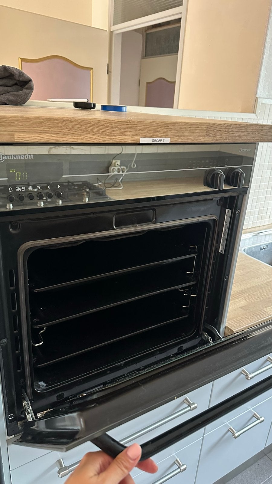 Complete keuken met inbouwapparatuur en houten blad, Huis en Inrichting, Keuken | Complete keukens, Ophalen, Gebruikt, Dubbelwandige keuken