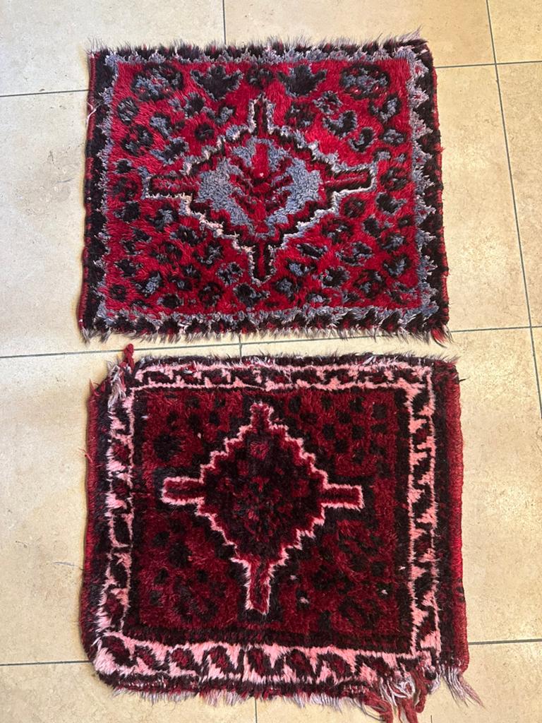 Set van 2 Originele Handgeknoopte Perzische Shiraz Tapijten, Huis en Inrichting, Ophalen of Verzenden, Zwart, Rechthoekig