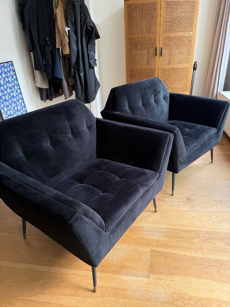 Dutchbone lounge chairs - set of 2, Ophalen, Zo goed als nieuw, 75 tot 100 cm, Stof