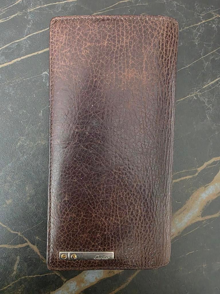 Cartier Santos Lange Portemonnee - Bruin Leer, Sieraden, Tassen en Uiterlijk, Portemonnees, Overige merken, Gebruikt, Bruin, Ophalen of Verzenden