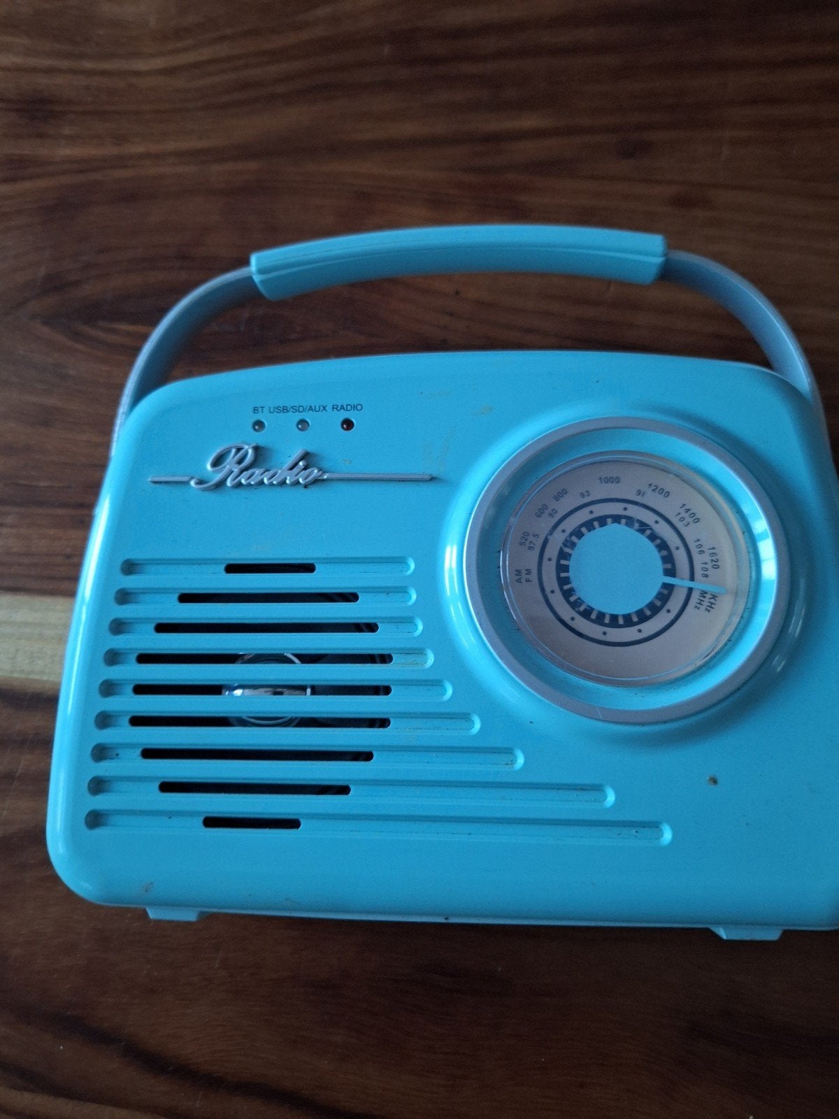 Retro radio met Bluetooth, USB, SD en AUX in het blauw, Ophalen of Verzenden, Zo goed als nieuw, Radio