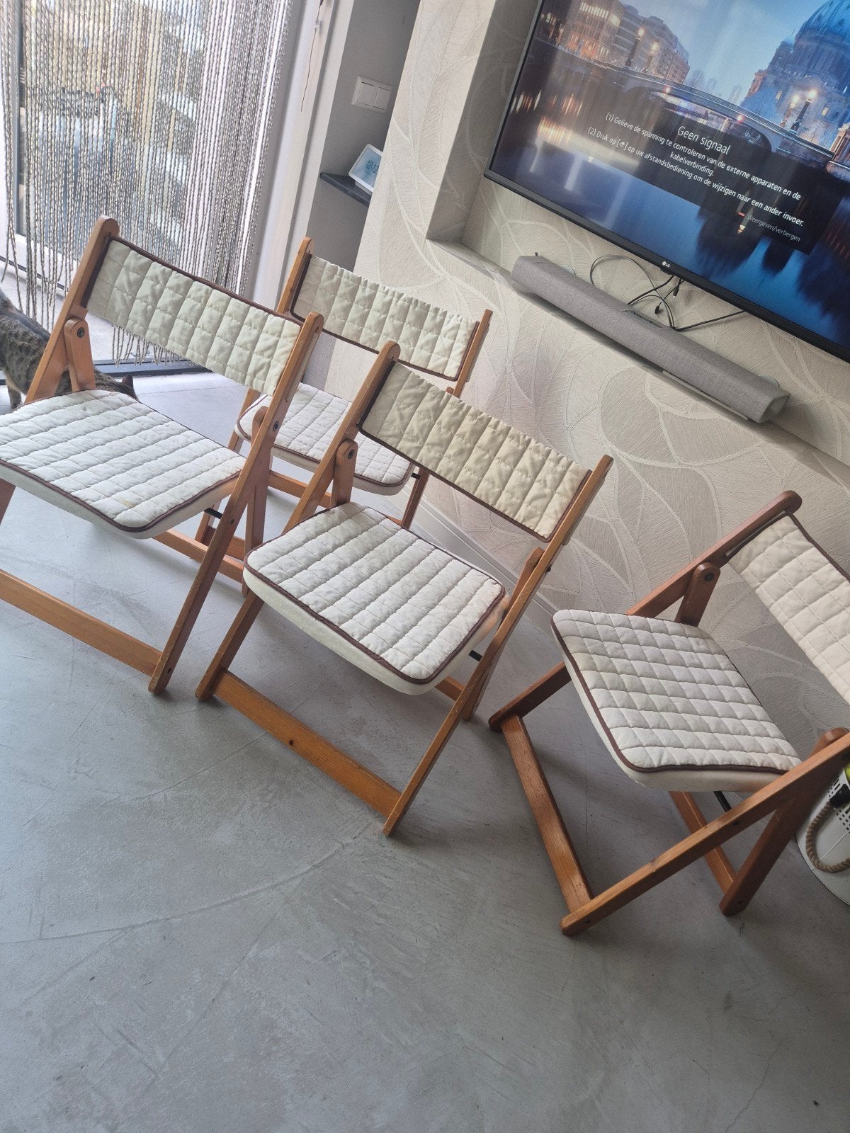4 Vintage houten klapstoelen – retro design – inklapbaar, Ophalen