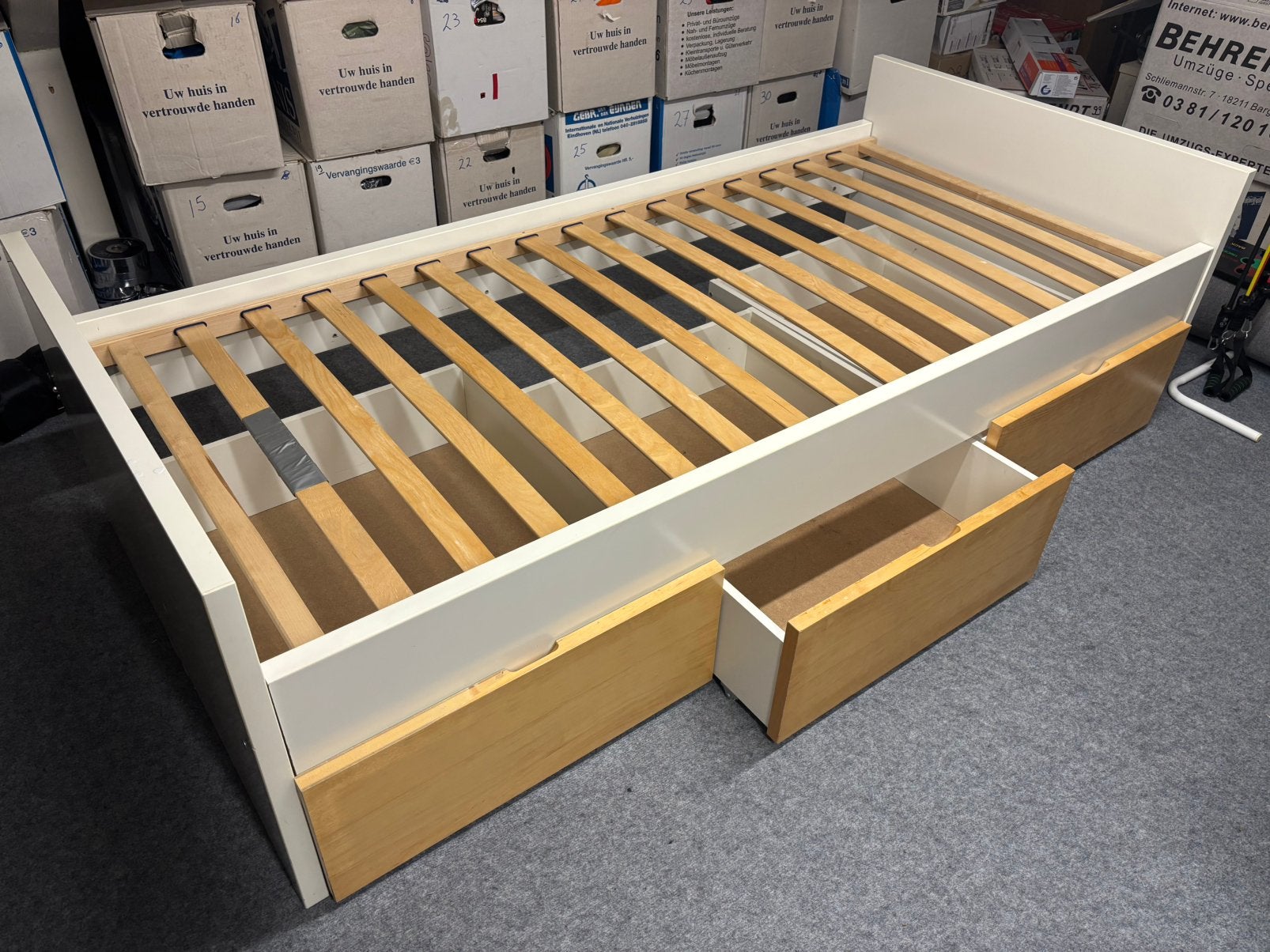 1 persoonbed met opberglades, Ophalen, Gebruikt, 90 cm, Eenpersoons