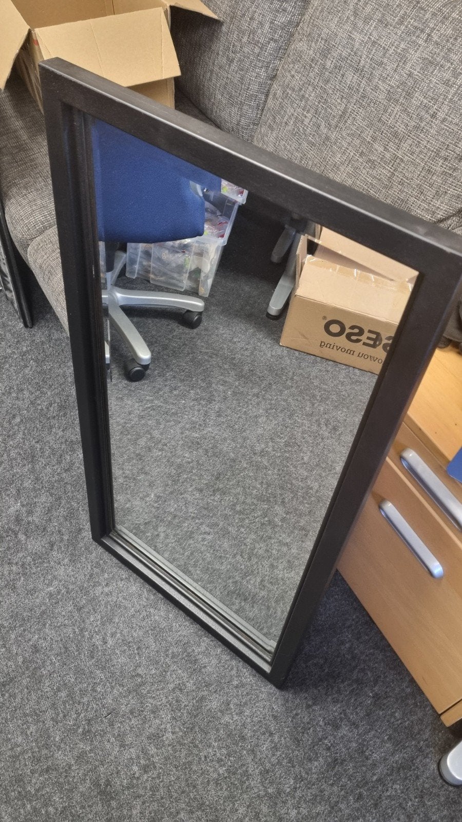Spiegel met metalen frame, Ophalen, Zo goed als nieuw, Minder dan 100 cm, Rechthoekig