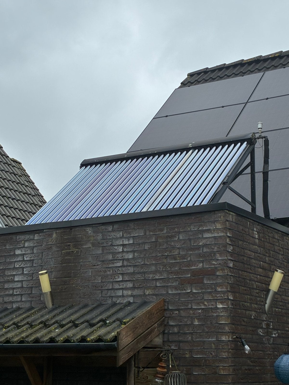 Zonneboiler systeem - Compleet met vacuümbuiscollector, Ophalen of Verzenden, Gebruikt, Compleet systeem, 200 wattpiek of meer