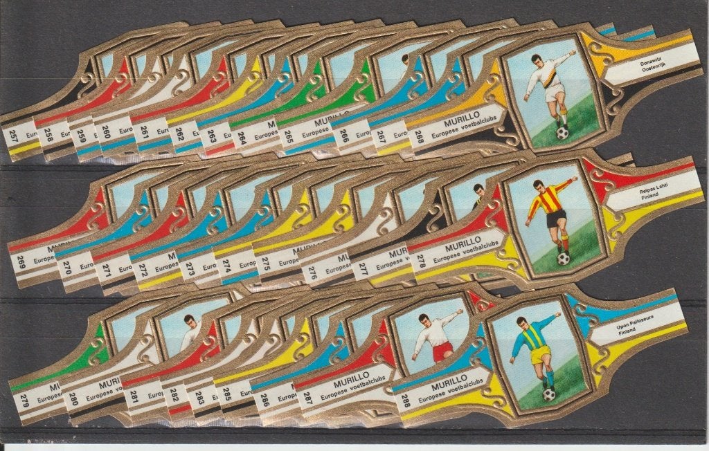 reeks 285  voetballers  289-320  sigarenbanden, Ophalen of Verzenden, Zo goed als nieuw, Sigarenbandjes