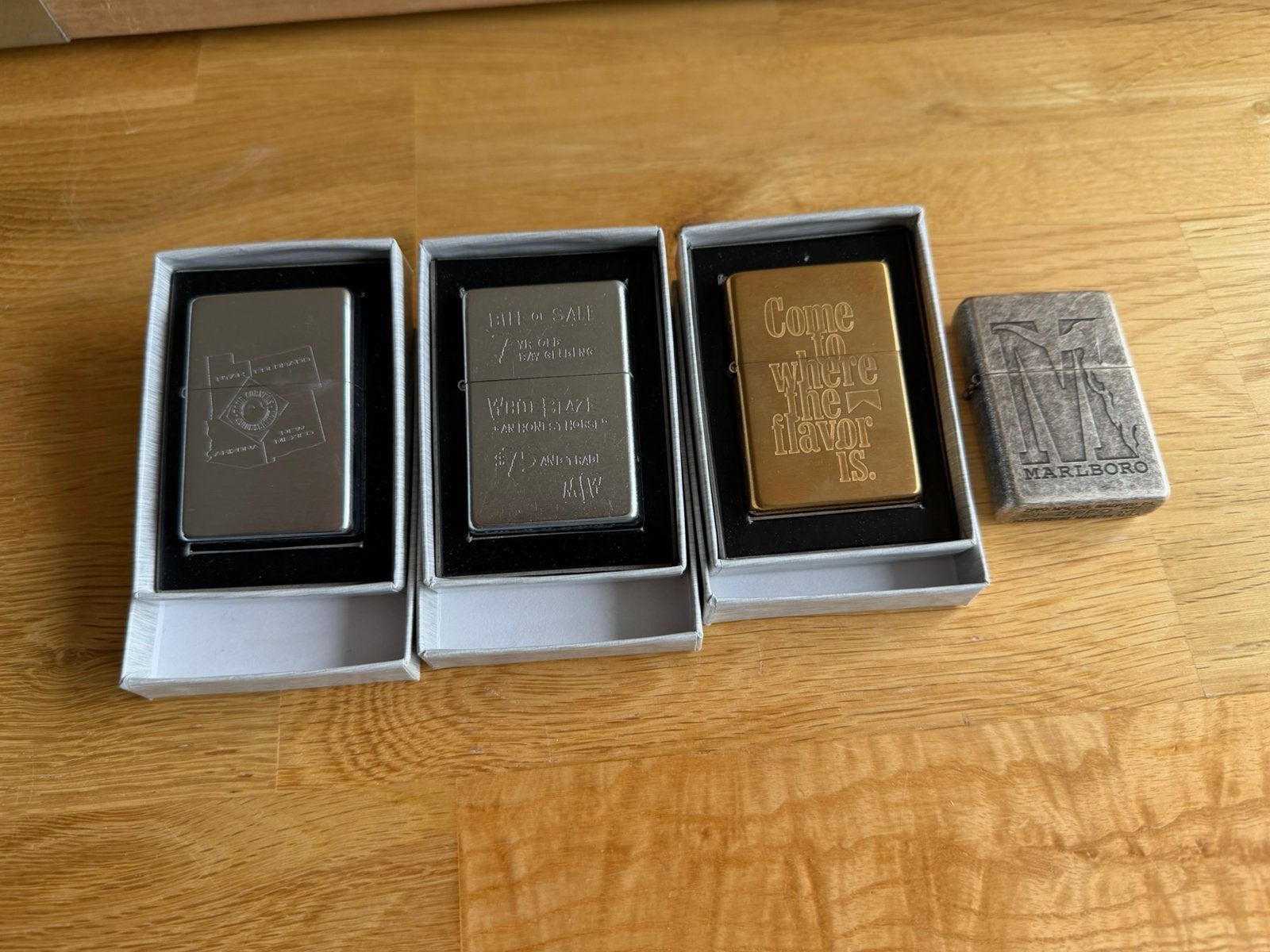 De 4 Marlboro zippo’s.  Collectors item, Ophalen of Verzenden, Zo goed als nieuw, Aansteker