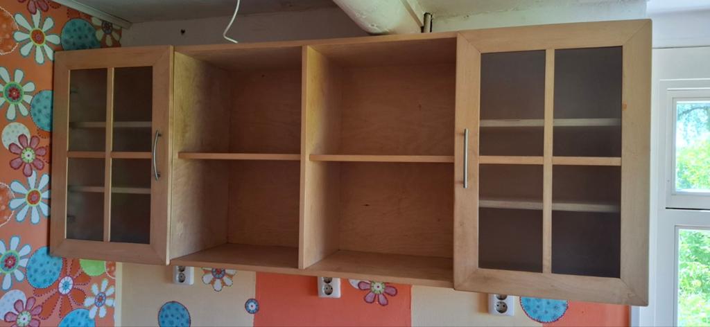 Grenen kast met glazen deuren -Keuken, bijkeuken, klusruimte, Huis en Inrichting, Kasten | Overige, Ophalen, Gebruikt