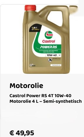 Castrol Power RS 4T 10W-40 Motorolie 4 L – Semi-synthetisch, Ophalen, Nieuw