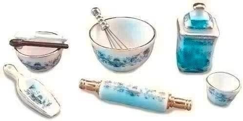 Reutter Miniatuur Keukenset - Blauw Bloemmotief, Ophalen of Verzenden
