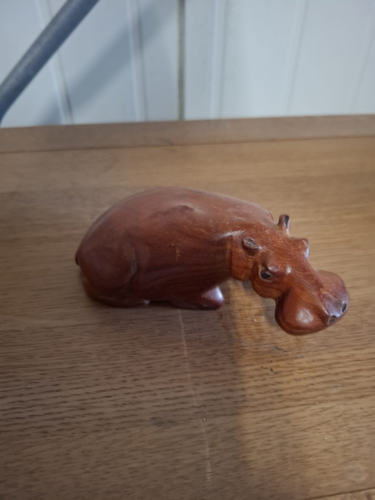 Antiek Houten Nijlpaard Beeldje - Handgesneden Decoratie, Antiek en Kunst, Minder dan 20 cm, Verzenden, Beeld, Hout