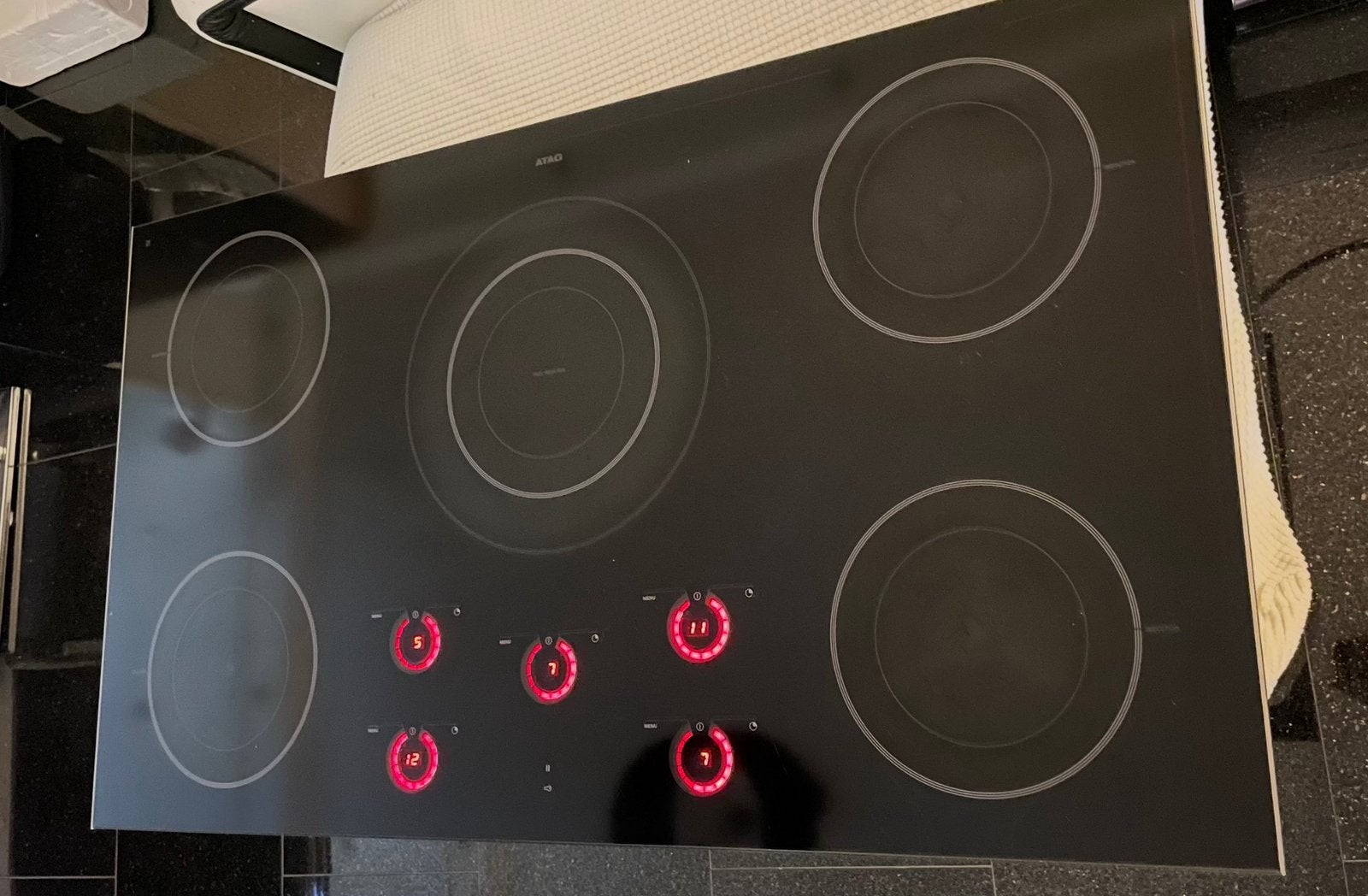 Atag inductie kookplaat 90 cm 5 kookzones inbouw, Witgoed en Apparatuur, Kookplaten, Ophalen, Gebruikt, Inbouw, Inductie