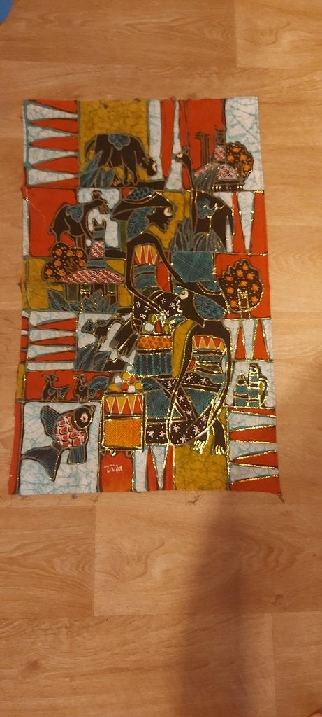 batik schilderij indonesie 75 bij 45 cm origineel, Antiek en Kunst, Kunst | Schilderijen | Klassiek, Ophalen of Verzenden, Overige onderwerpen