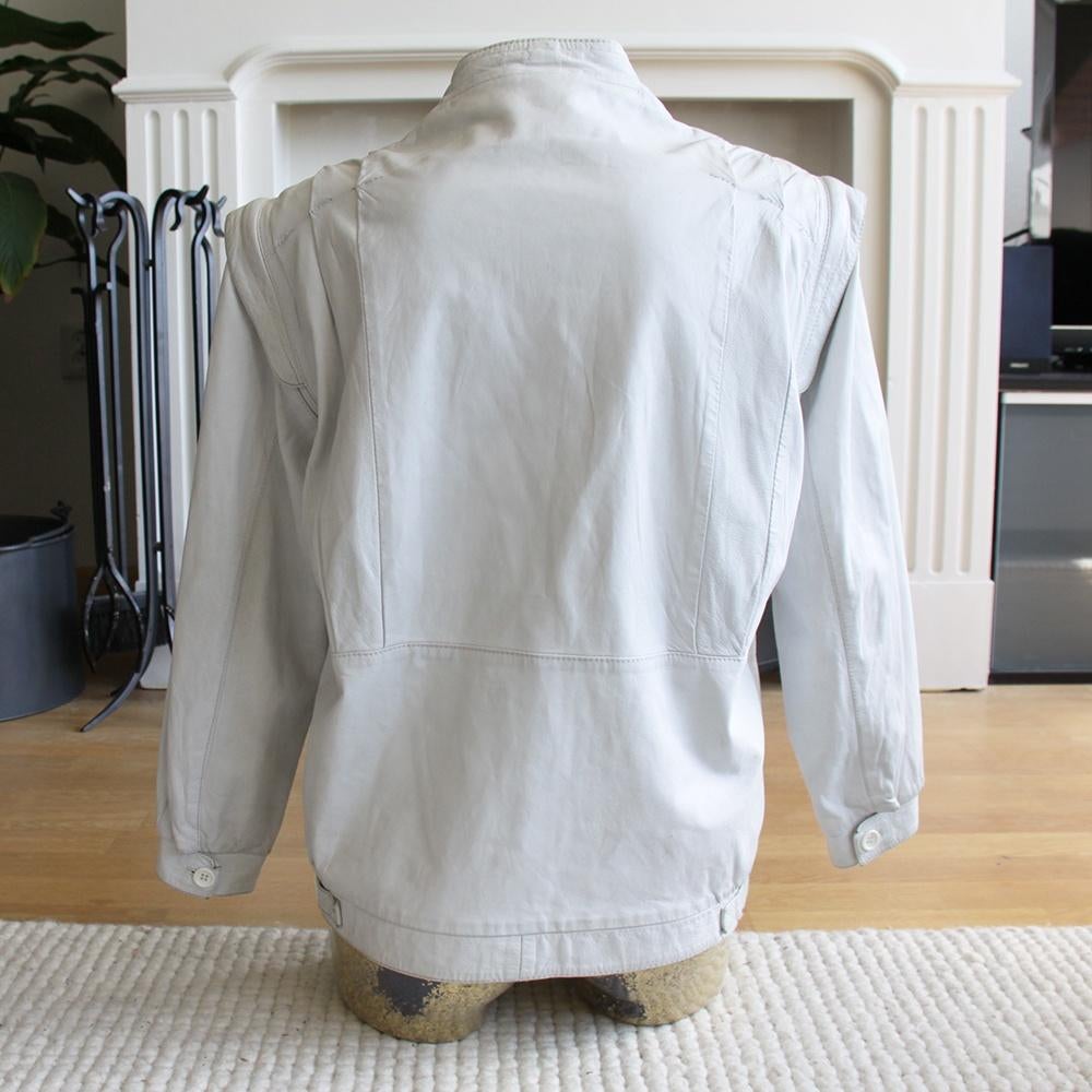Exclusieve Wit Leren Jas (L) € 75,-, Kleding | Dames, Beige, Maat 42/44 (L), Ophalen of Verzenden, Zo goed als nieuw