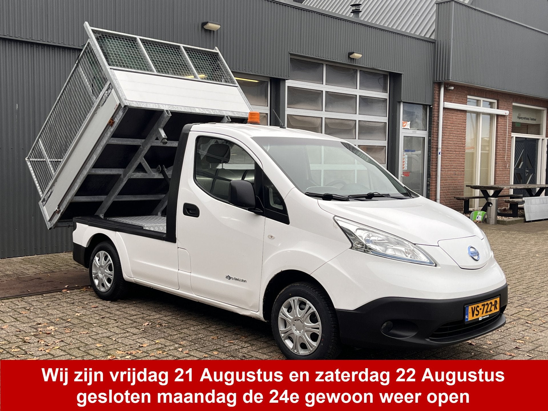 Nissan e-NV200 24kWh Elektrische Kipper Openlaadbak met Airc, Auto's, Stof, Gebruikt, Zwart, Wit