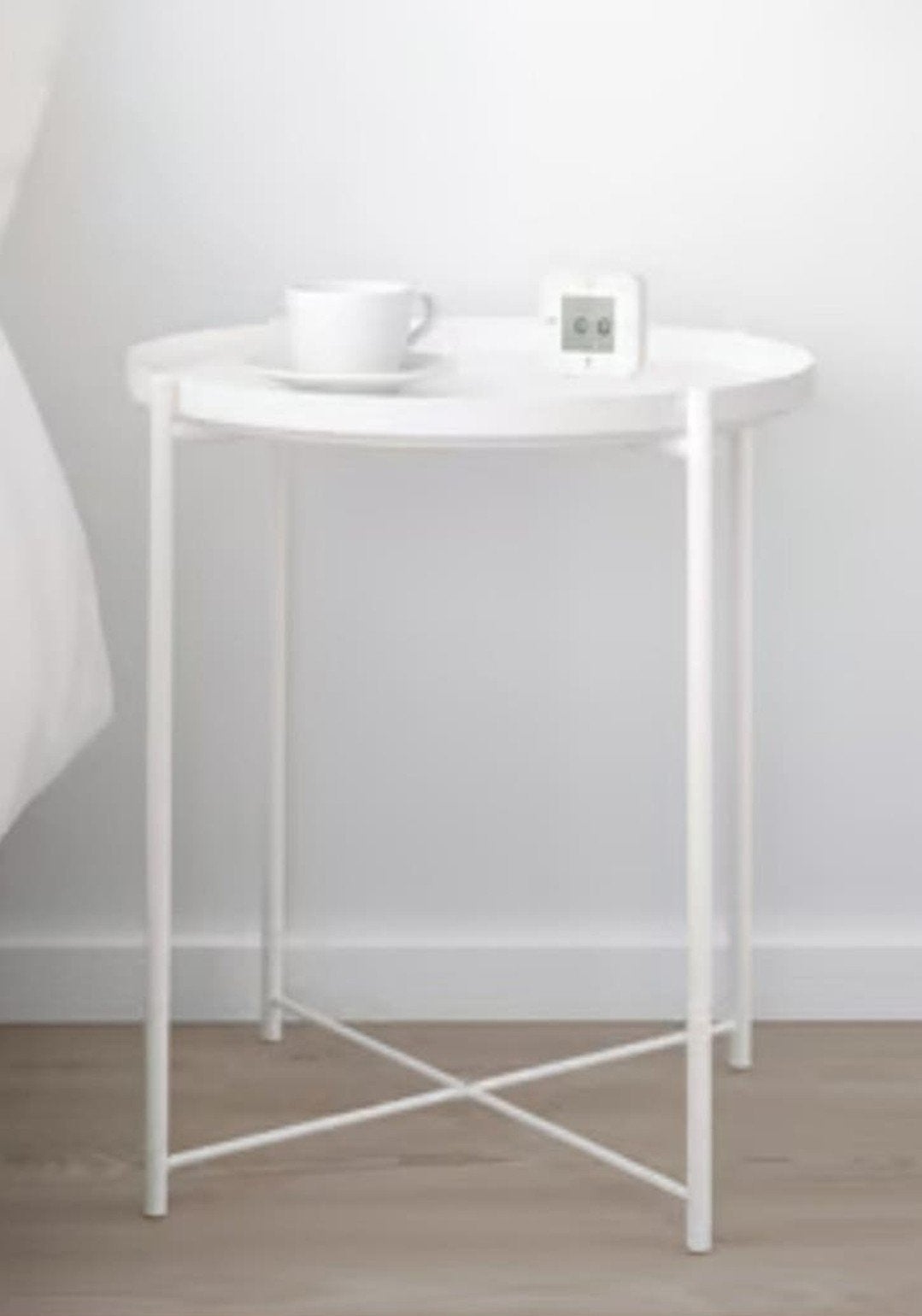 Witte IKEA Gladom bijzettafel - Salontafel/Nachtkastje, Huis en Inrichting, Ophalen, 50 – 75, Minder dan 50 cm, Gebruikt