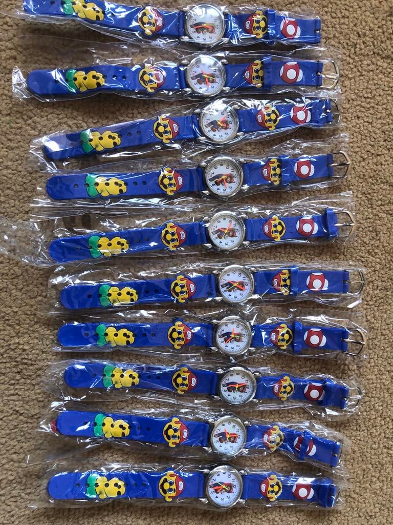 Partij van 10 Mario horloges - Nieuw in verpakking, Ophalen of Verzenden, Nieuw, Blauw, Jongen of Meisje